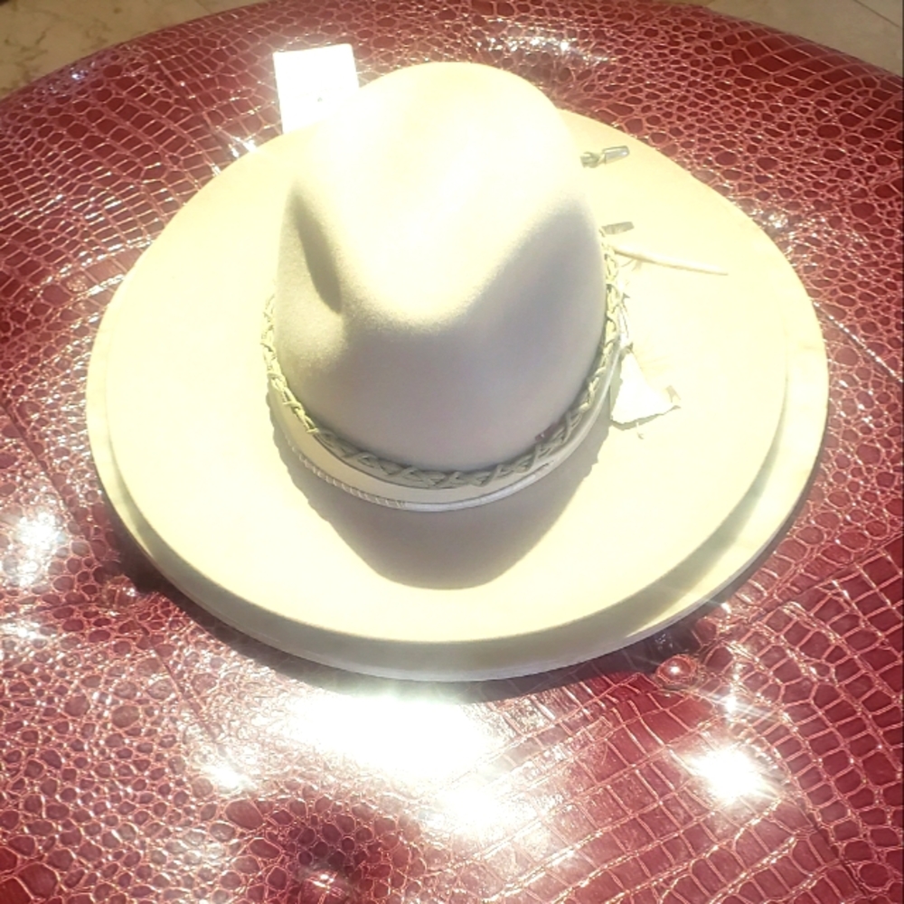 BEAVER FUR FEDORA , Size 59 , Tan/Cream color